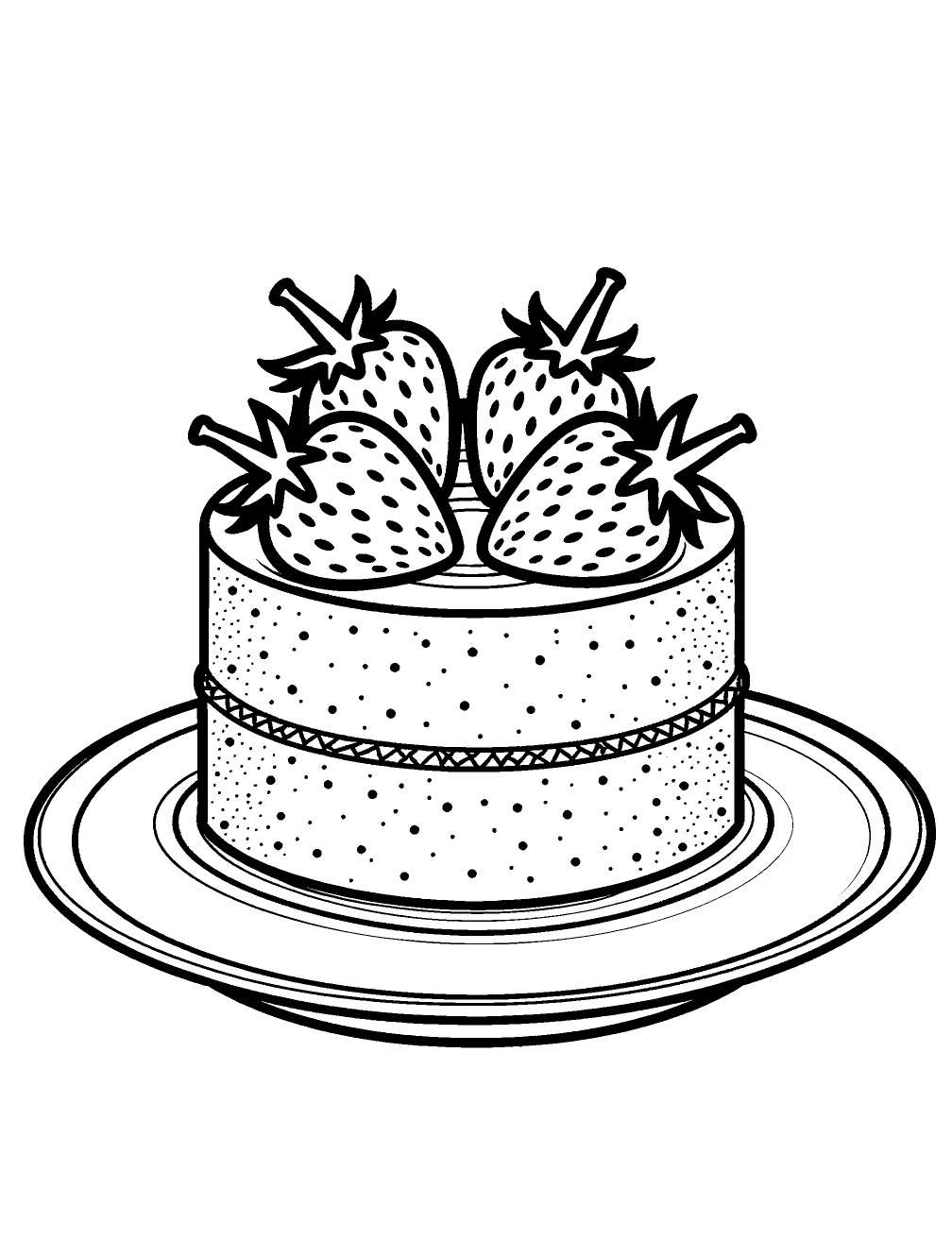 Torta Alle Fragole Disegno da Colorare