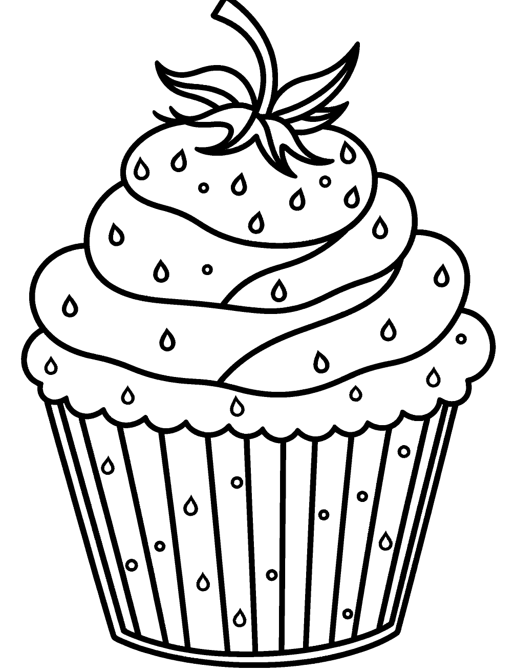 Cupcake Di Fragola Disegno da Colorare