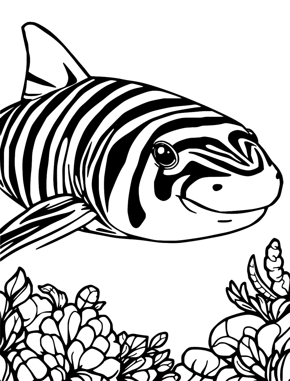 Zebra Shark With Distinctive Pattern coloring page