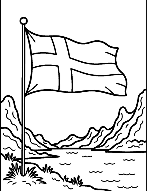 Swedish Flag coloring page