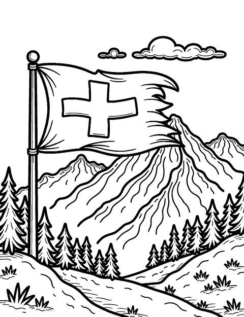 Swiss Flag coloring page