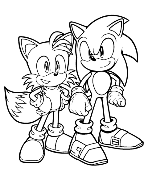 Tails Y Sonic coloring page