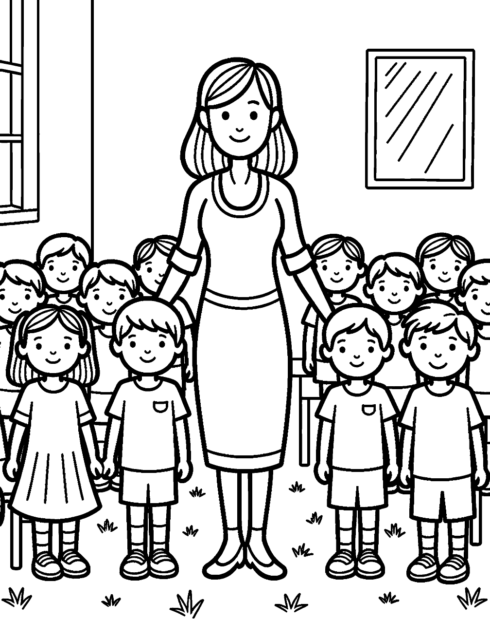 Maestra Y Niños coloring page