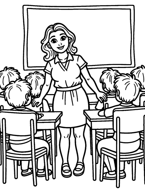 Opettaja Oppilaiden Kanssa coloring page