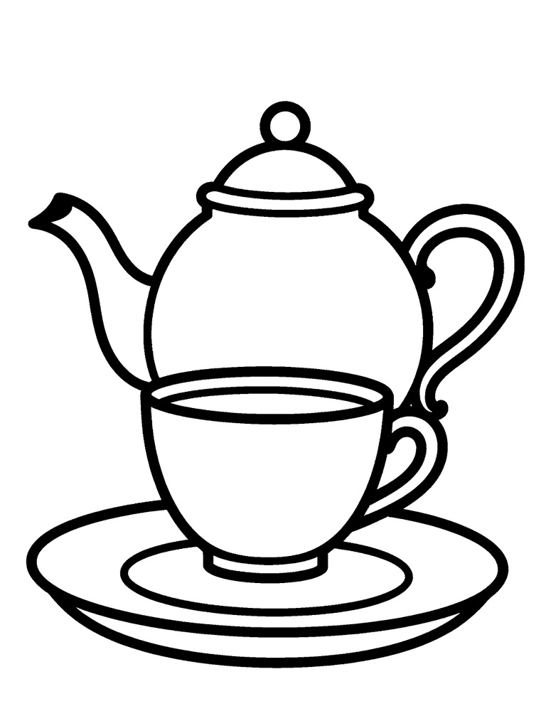 Teapot And Cup Coloring Page