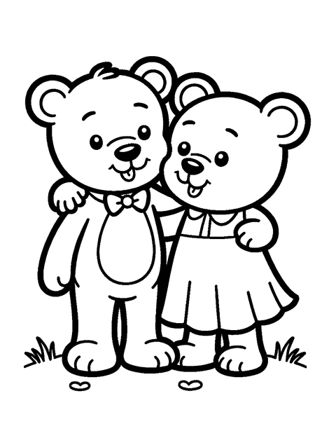 Teddy Bear Couple coloring page