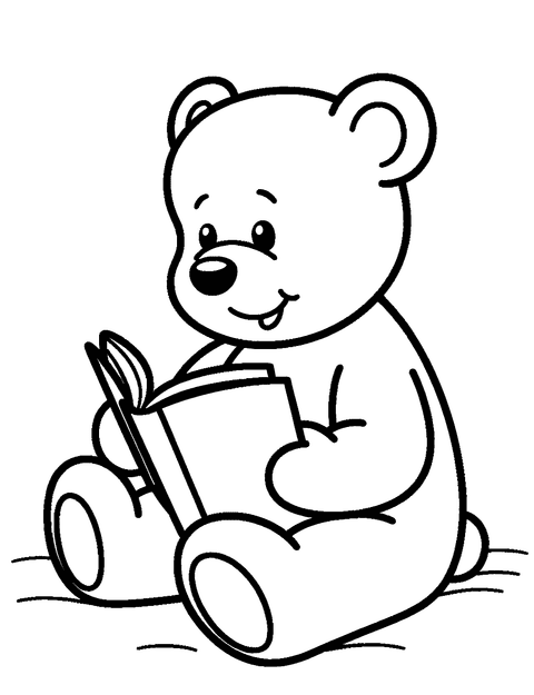 Teddy Bear Reading coloring page