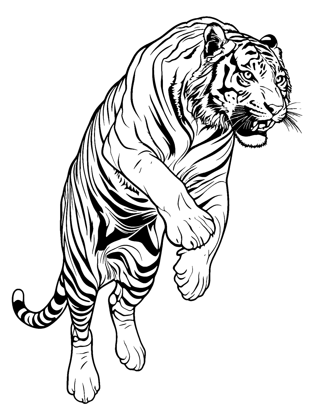 Tiger Jumping Coloring Page