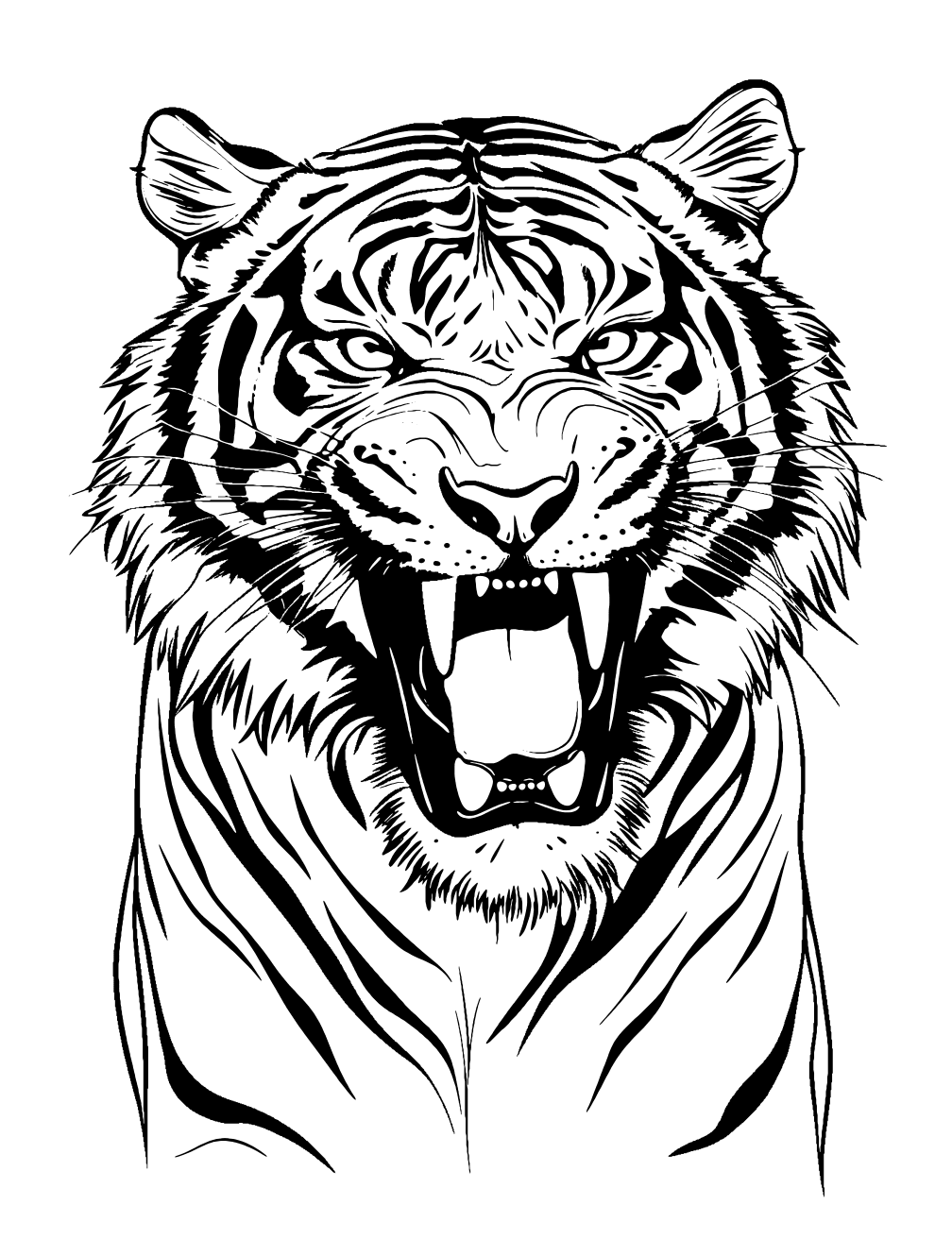 Tiger Roaring Coloring Page