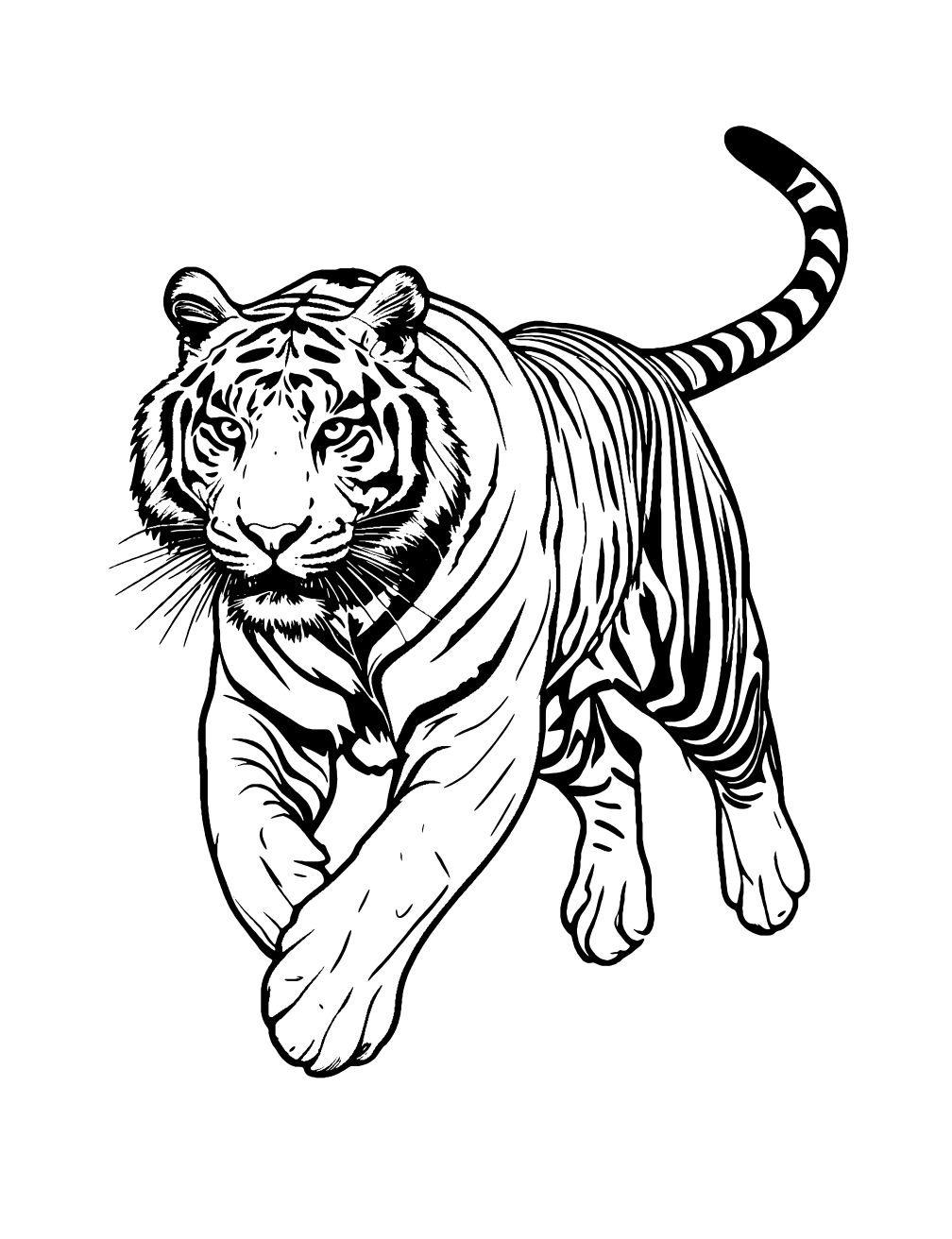 Tiger Running Coloring Page