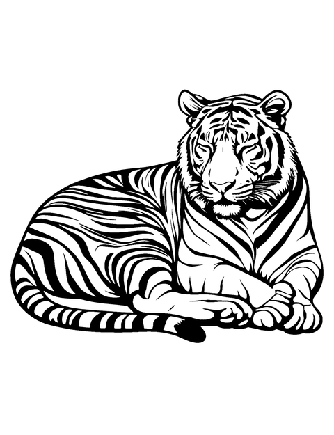 Tiger Sleeping Coloring Page