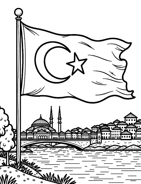 Turkish Flag coloring page