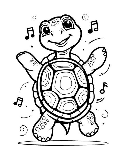 Turtle Dancing Coloring Page