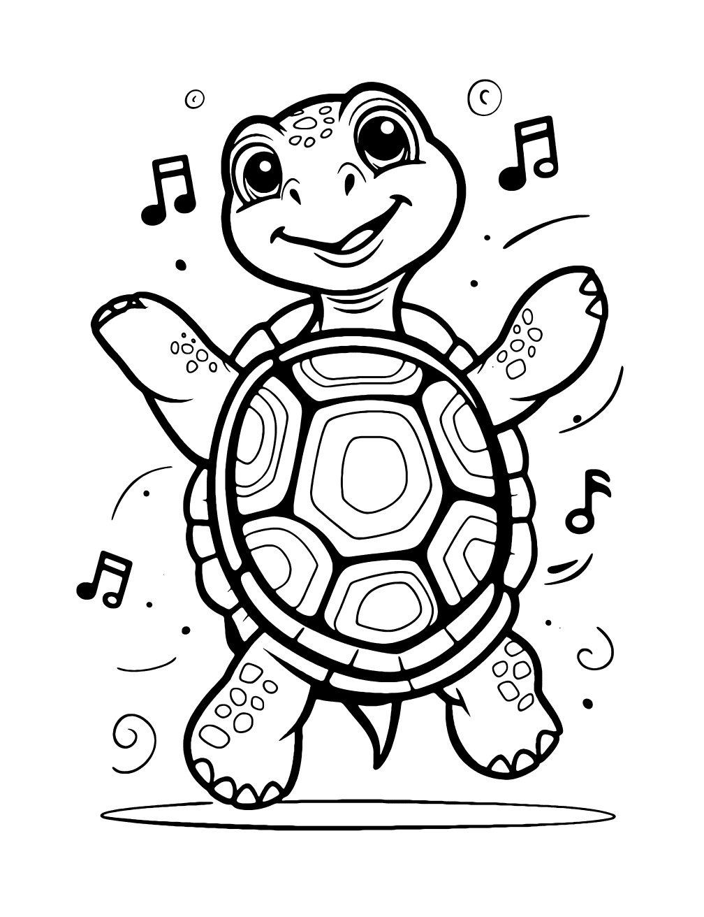 Turtle Dancing Coloring Page