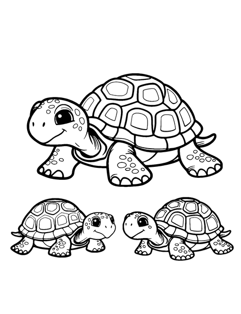 Turtle Family Coloring Page