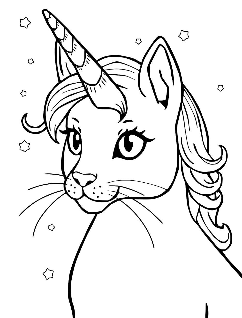 Unicorn Cat Coloring Page