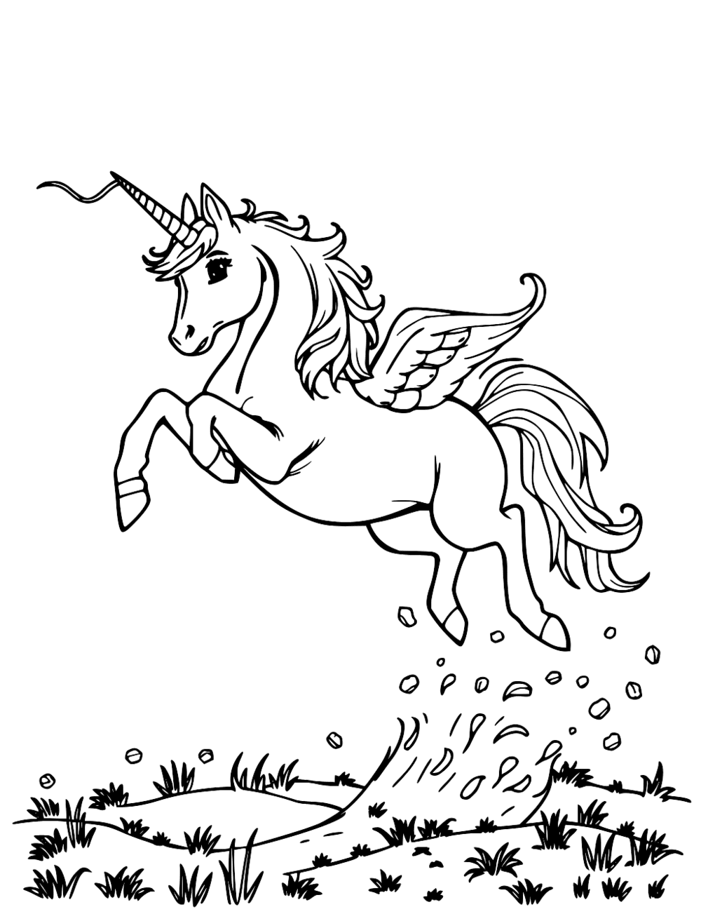 Unicorn Jumping coloring page