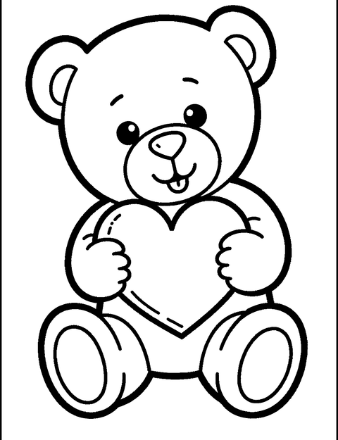 Valentine Teddy Bear coloring page