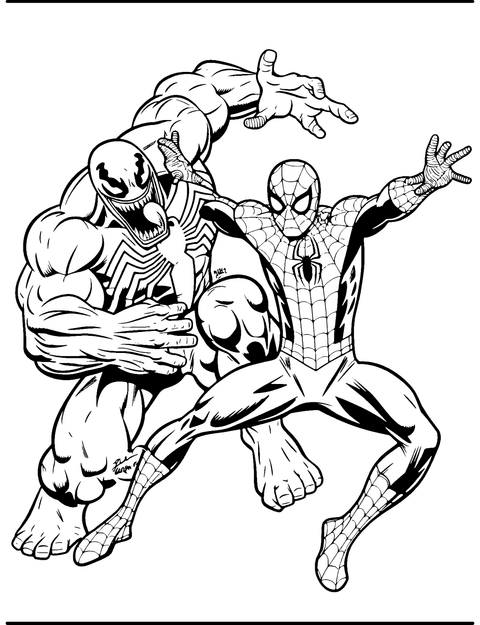 Venom Y Spider-man coloring page