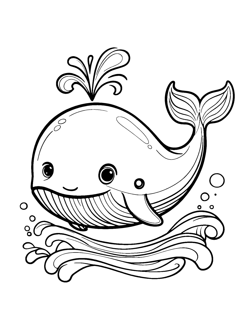 Whale Cartoon Coloring Page