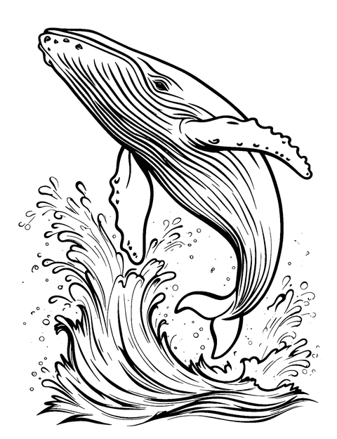 Whale Splash Coloring Page