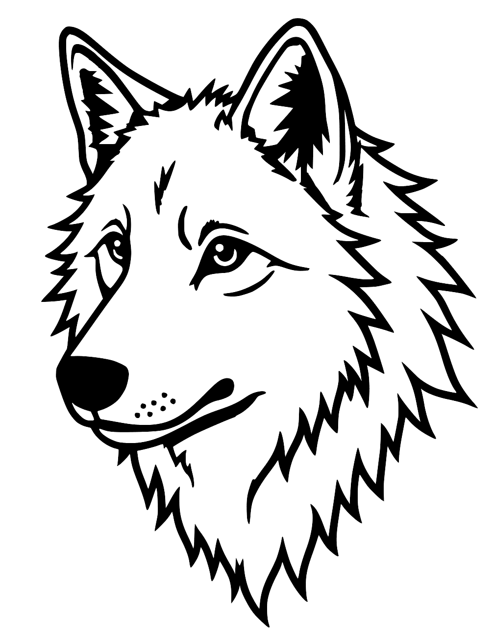 Wolf Face Close-up Coloring Page