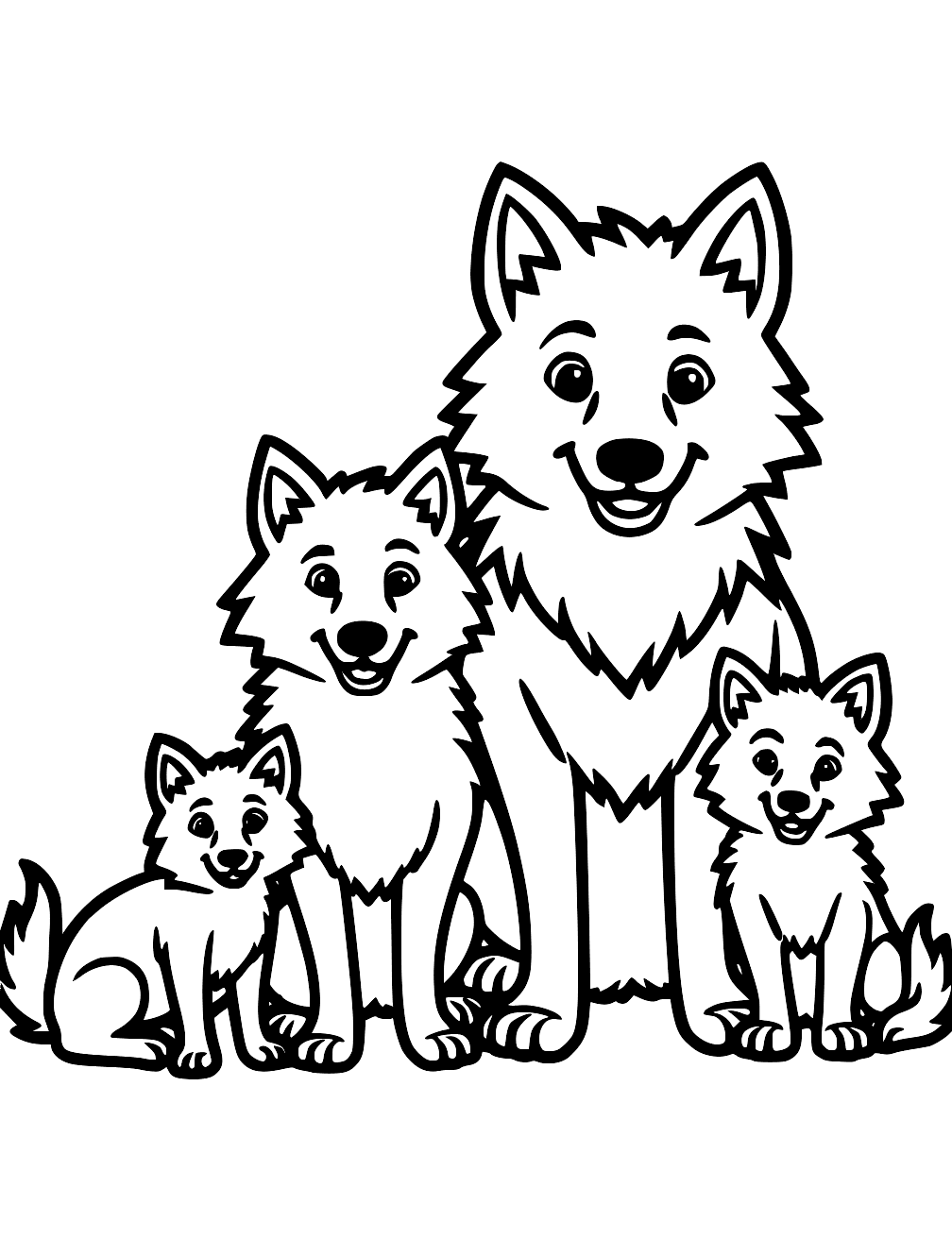 Wolf Pack Family Coloring Page